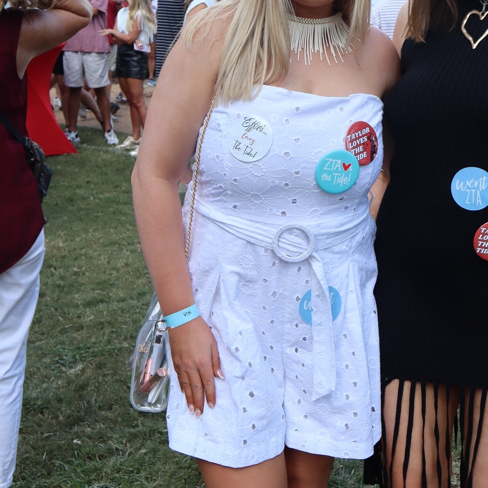 ASOS DESIGN eyelet bandeau romper with detachable straps in white